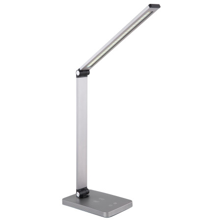 Platinet PDL888S stolná LED lampa 10W stmievateľná, bezdrôtové nabíjanie, USB port, strieborná