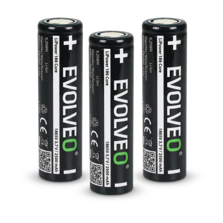 EVOLVEO LiPower 186 Core 2500, Li-ion batéria 18650 (3.7 V / 2500 mAh), 3ks
