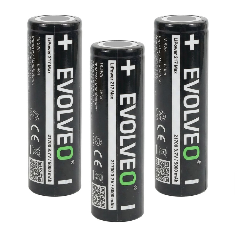 EVOLVEO LiPower 217 Max 5000 - Li-ion batéria 21700 (3.7 V / 5000 mAh) 3 ks