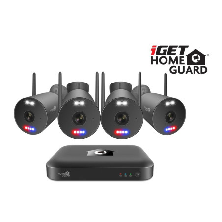 iGET HGNVK109104 - kamerový Wi-Fi set, 3K rozlíšenie, 10CH NVR + 4x kamera so zvukom, IR + LED, CZ app