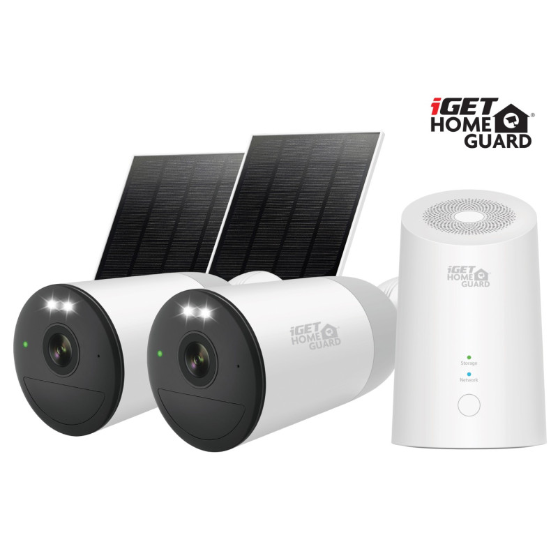 iGET HGWNK108402S - kamerový batériový 2K Wi-Fi set, 10CH NVR + 2x kamera so solár. panelom, 9000mAh