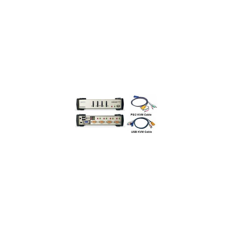 ATEN 4port KVMP USB+PS/2, USB HUB, audio, 1.2m