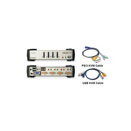 ATEN 4port KVMP USB+PS/2, USB HUB, audio, 1.2m
