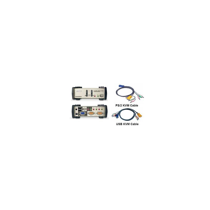 ATEN 2 port KVMP USB+PS2, USB hub, aud. 1,2 m kab.