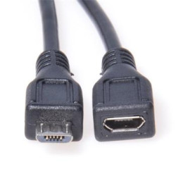 PremiumCord Kabel predlžovací micro USB 2.0 M-F, černý 2m