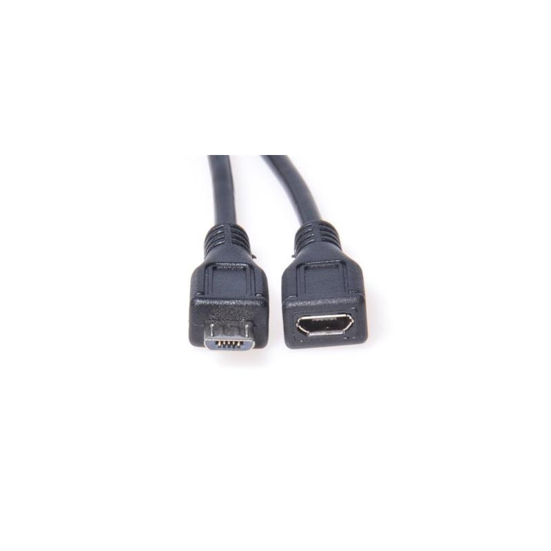 PremiumCord Kabel predlžovací micro USB 2.0 M-F, černý 2m