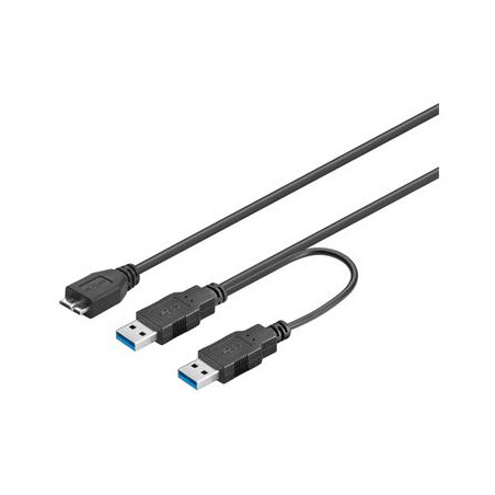 PremiumCord USB 3.0 napájací Y kábel A/Male + A/Male -- Micro B/Mmale, 30cm