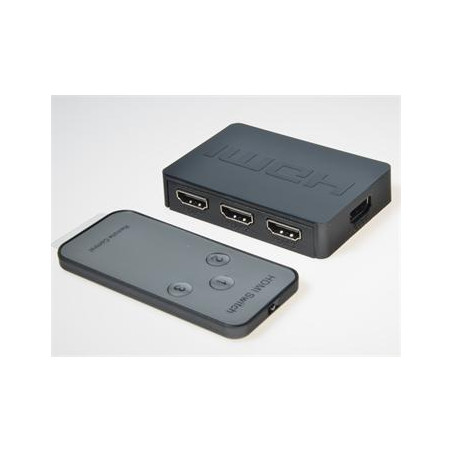 PremiumCord HDMI switch 3:1 plastový, diaľkové ovl.