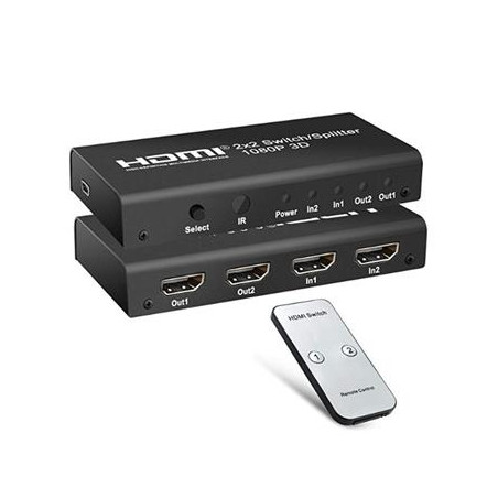 PremiumCord HDMI switch 2:2, 3D, 1080p, diaľkové ovl.