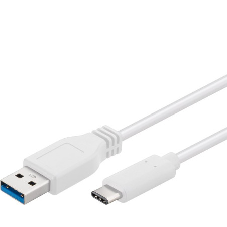 PremiumCord USB-C/male - USB 3.0 A/Male, biely, 2m