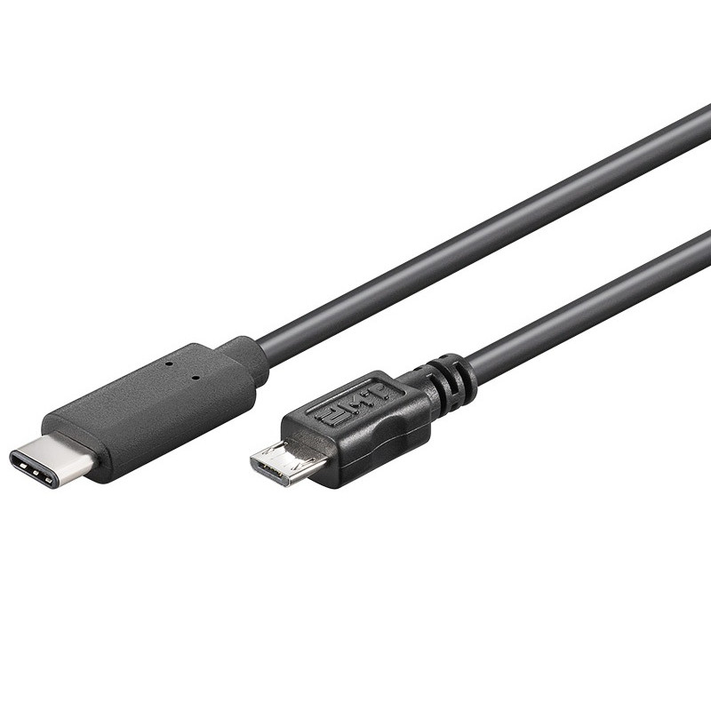 PremiumCord USB-C/male - USB 2.0 Micro-B/Male, čierny, 0,6m