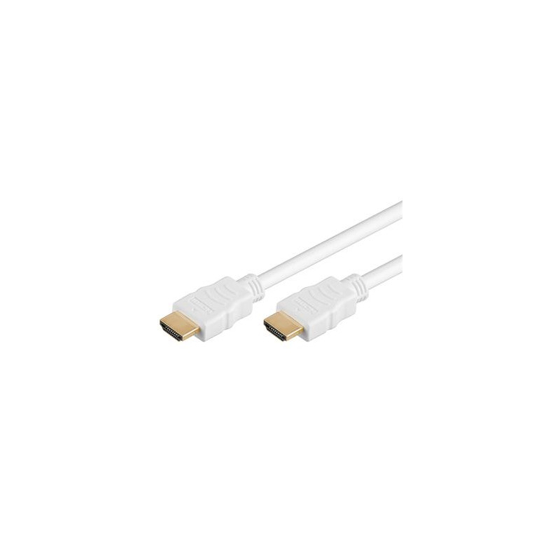 PremiumCord HDMI High Speed + Ethernet kábel, biely, pozlátené konektory, 3m