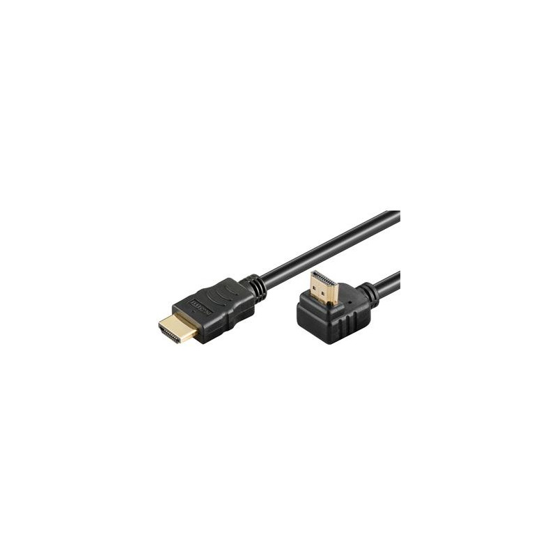 PremiumCord Kábel HDMI+Ethernet, zlac., 90°, 1m