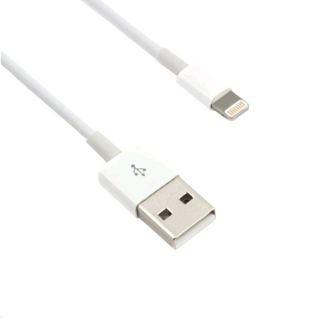 Kabel C-TECH USB 2.0 Lightning (IP5 a vyšší) nabíjací a synchronizačný kábel, 2m, biely