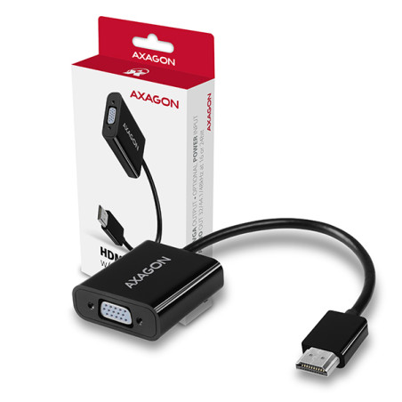 AXAGON RVH-VGAN, HDMI - VGA redukcia/adapter, FullHD, audio výstup, micro USB napr. konektor