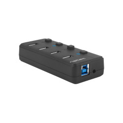 Natec Mantis 2 aktívny rozbočovač s funkciou nabíjania 4x USB 3.0 HUB, vypínač, napájací adaptér