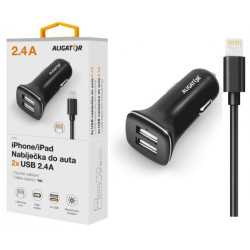 ALIGATOR Nab. do auta iPh 5/6/7/8, 2,4A TCH čierna