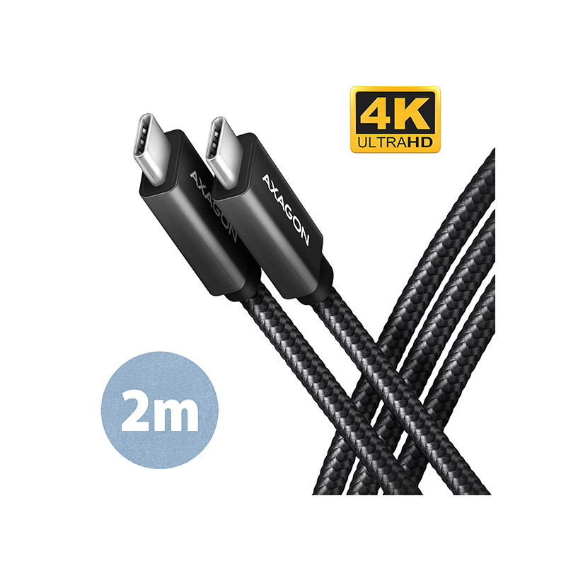 AXAGON BUCM32-CM20AB, SPEED+ kábel USB-C -- USB-C, 2m, USB 20Gbps, PD 100W 5A, 4K HD, ALU, oplet