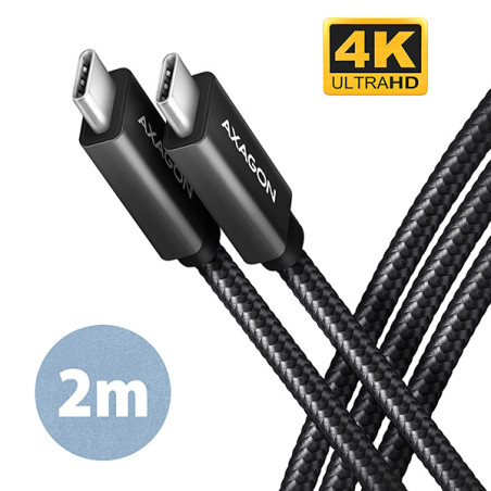 AXAGON BUCM32-CM20AB, SPEED+ kábel USB-C -- USB-C, 2m, USB 20Gbps, PD 100W 5A, 4K HD, ALU, oplet