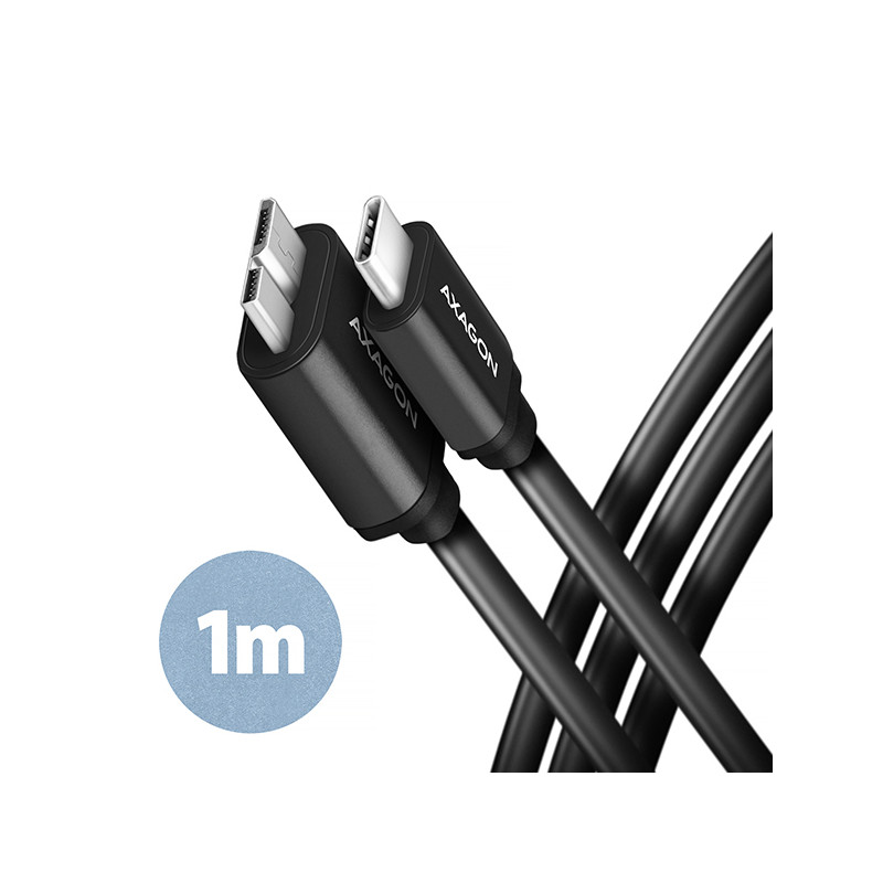AXAGON BUMM3-CM10AB, SPEED kábel Micro-B USB -- USB-C, 1m, USB 3.2 GEN 1, 3A, ALU, tpe, čierny
