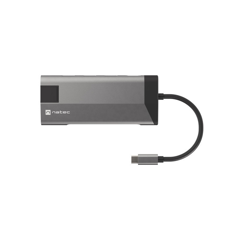 Natec multiport adaptér FOWLER PLUS HUB 8v1, USB 3.0 3X, HDMI 4K, USB-C PD, RJ45, SD, MICRO