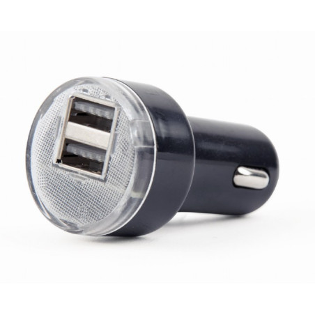 Gembird 2x USB nabíjačka do auta 2,1 A, čierna