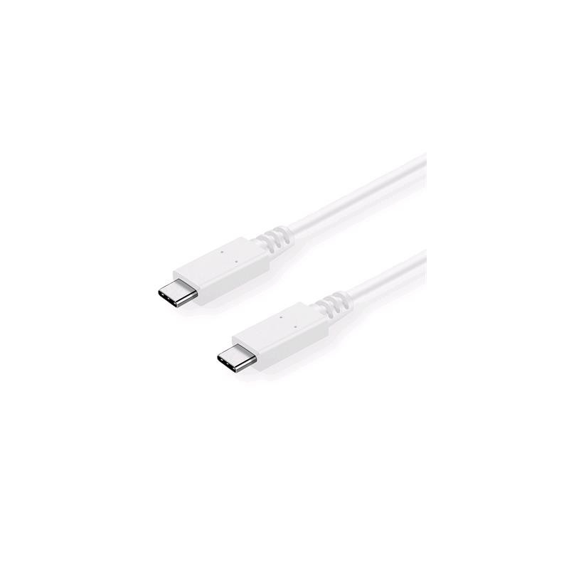 Kábel C-TECH USB 3.2, Type-C (CM/CM), PD 100W, 20Gbps, 2m, biely