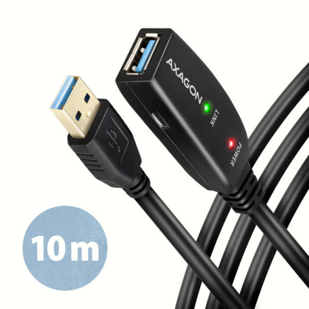 AXAGON ADR-310, USB 3.2 Gen 1 A-M - A-F aktívny predlžovací / repeater kábel, 10m