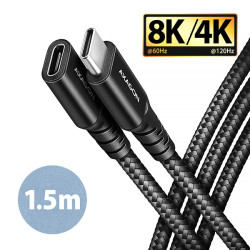AXAGON BUCM32-CF15AB predlžovací kábel USB-C (M) -- USB-C (F), 1.5m, USB 20Gbps, PD 240W ALU oplet