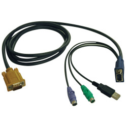 Kábel pre pripojenie prepínača KVM (rada B020,B022), HD15+PS2+USB-A/HD15 (Samec/Samec), 1.83m