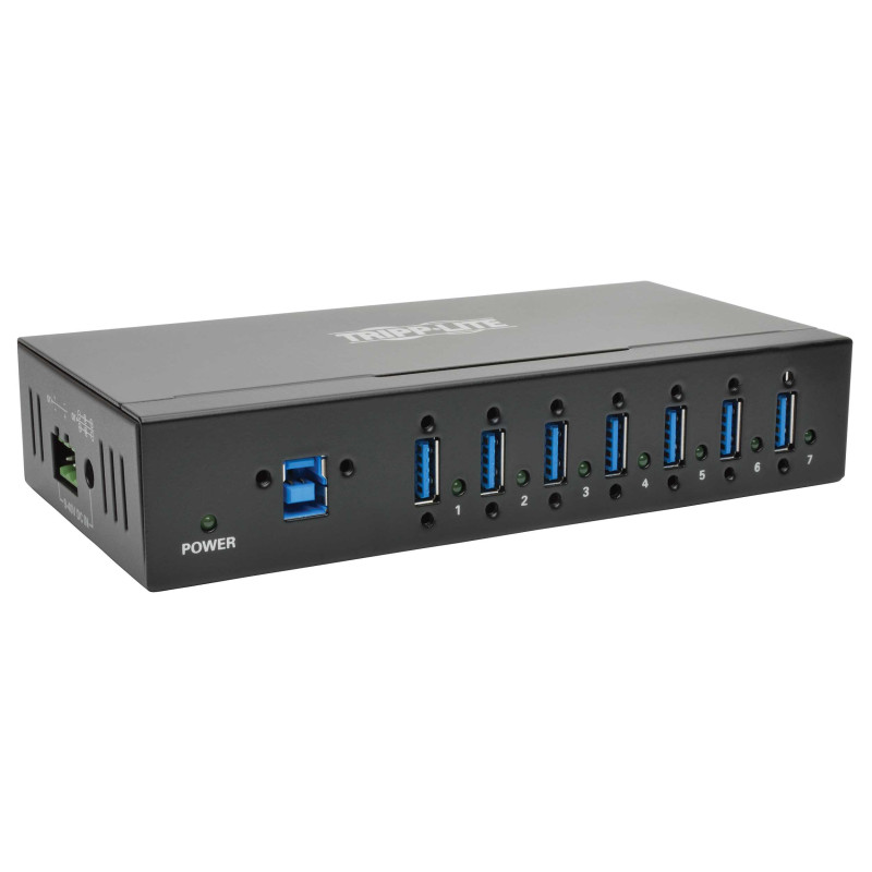 Rozbočovač 7x USB 3, priemyselný, odolnosť ESD 20kV, kovové púzdro, možnosť montáže