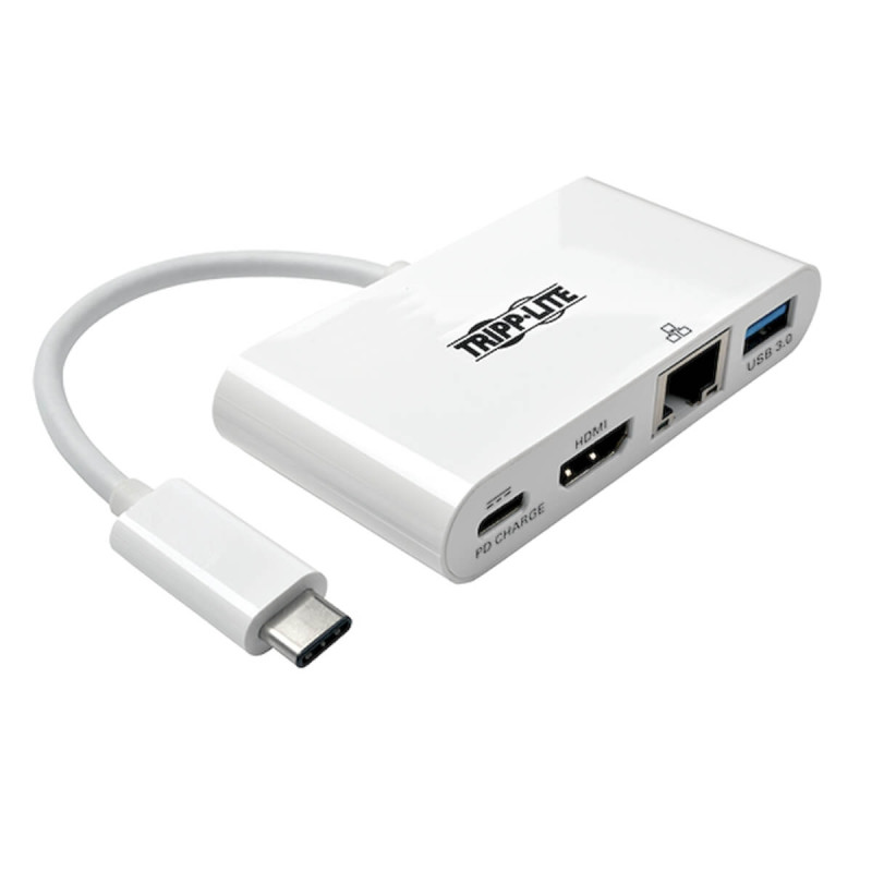 Mini dokovacia stanica USB-C/HDMI, USB 3.0, GbE, 60W nabíjanie, HDCP, biela