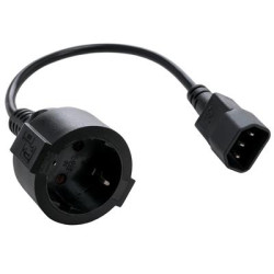 Kábel C-TECH sieťový adaptér C14 (M) - schuko (F), 15 cm