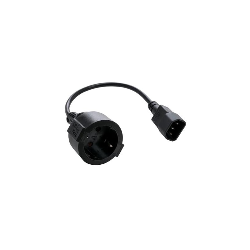 Kábel C-TECH sieťový adaptér C14 (M) - schuko (F), 15 cm