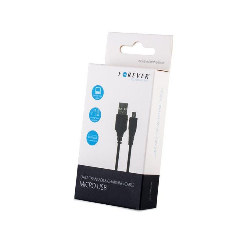 Dátový kábel Forever USB/microUSB 1m 1A čierny