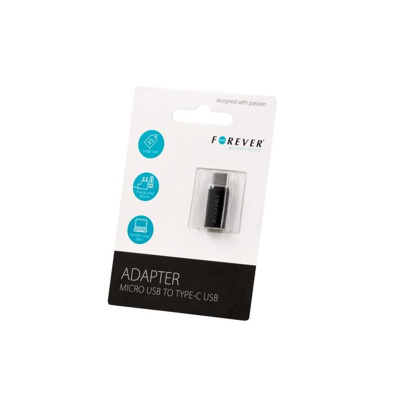 Redukcia Forever micro USB - USB-C čierna
