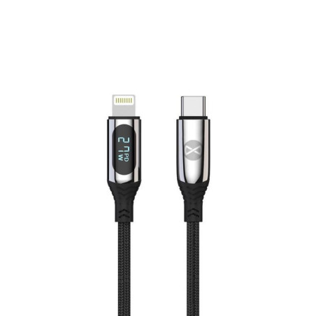 Dátový kábel s LCD Forever USB-C/Lightning 1m 27W čierny