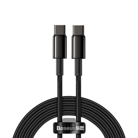 Baseus dátový kábel Tungsten Gold USB-C/USB-C 2m 100W čierny