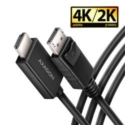 AXAGON RVD-HI20C2, DisplayPort - HDMI 2.0b redukcia / kábel 1.8m, 4K/60Hz