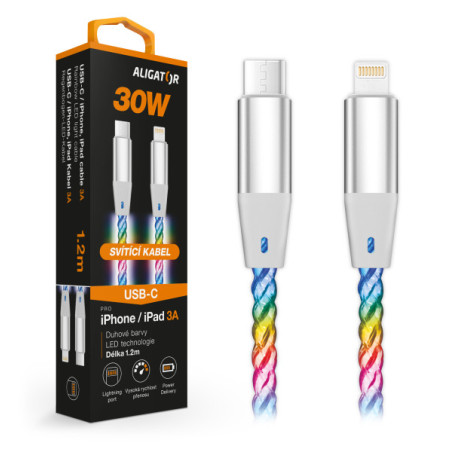 ALIGATOR Dátový kábel LIGHT 3A, 30W USB-C/Lightning 0,5m