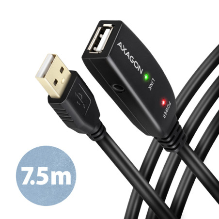 AXAGON ADR-207, USB 2.0 A-M - A-F aktívny predlžovací / repeater kábel, 7.5m