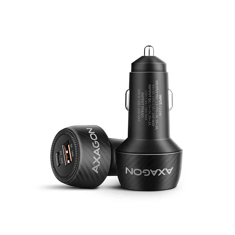 AXAGON PWC-PQ48 nabíjačka do auta 48W, USB-A + USB-C, PD3.0/PPS/QC4+/SFC/Apple