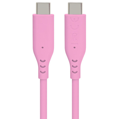 PremiumCord silikónový USB-C 60W, ružový, 1.5m