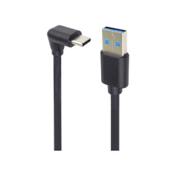 PremiumCord USB C-USB A, zahnutý, čierny, 1m