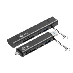 i-tec USB-C/USB-A Dongle SD/microSD karta reader + 2x USB port (1x USB-A, 1x USB-C)