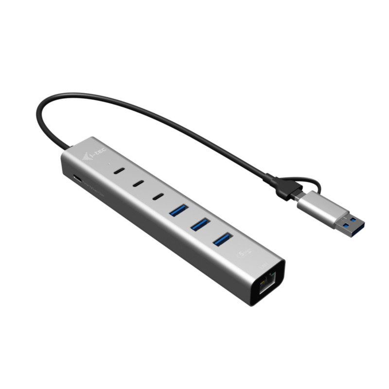 i-tec USB-C/USB-A Metal HUB 6 port (3x USB-C, 3x USB-A), LAN, Power Delivery 85W