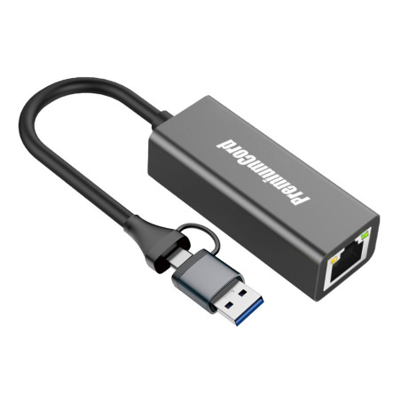 PremiumCord adaptér UBS-C a USB-A na Gigabit, 15cm