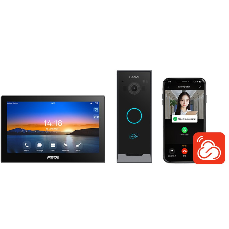 Fanvil VIK-01, video interkom kit (dotyková stanica i504W + interkom i60 + app), Wi-Fi, 7'', PoE