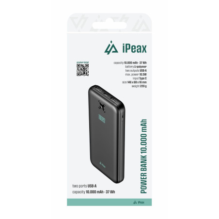 POWER BANKA 10000 mAh, 10,5 W, 2x USB-A ČIERNA