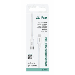 TPU KÁBEL USB-C / USB-C 1,5M, 5A, 100W BIELÝ